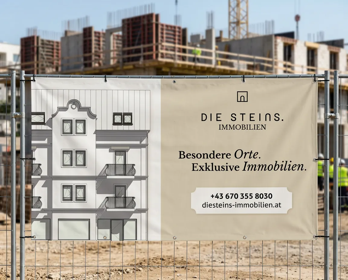 Gerüstbanner für ein Hotelprojekt von Die Steins Immobilien